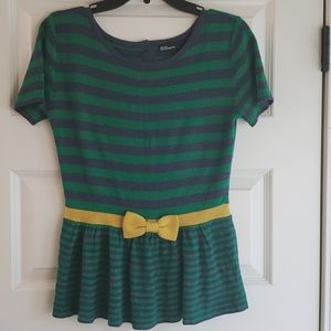 Lightweight knit peplum sweater with bow detail